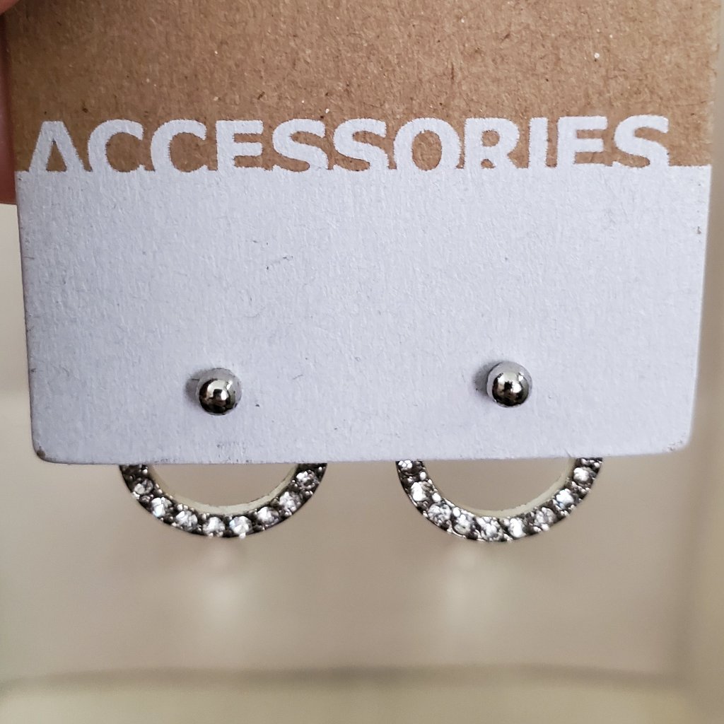 Silver-Tone Rhinestone Earrings 5$